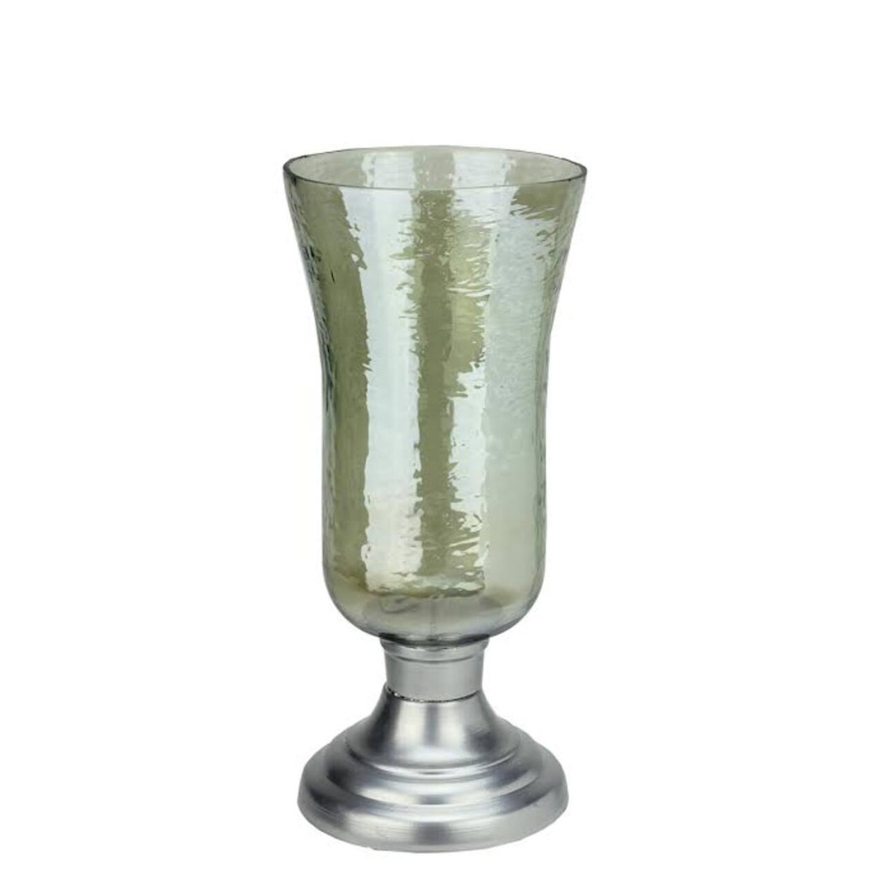 15.5" Golden Luster Decorative Hurricane Pillar Candle Holder